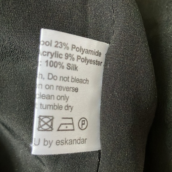 Eskandar Women’s Mandarin Wool/Silk Blend Jacket Cardigan Black Size 0 / Reg 6-8 - Picture 15 of 16